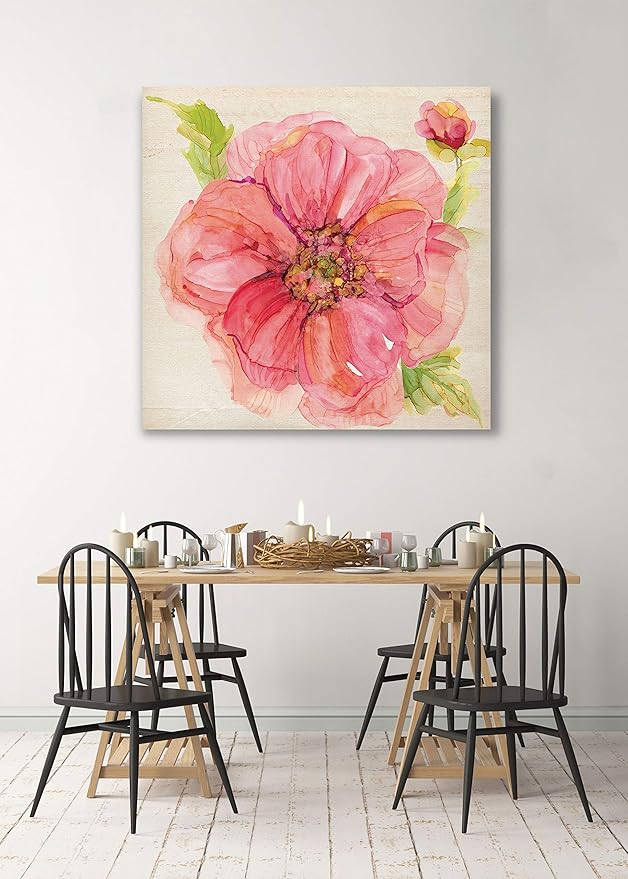 Wexford Home Botanical Peony Gallery Wrapped Canvas Wall Art, 16x16