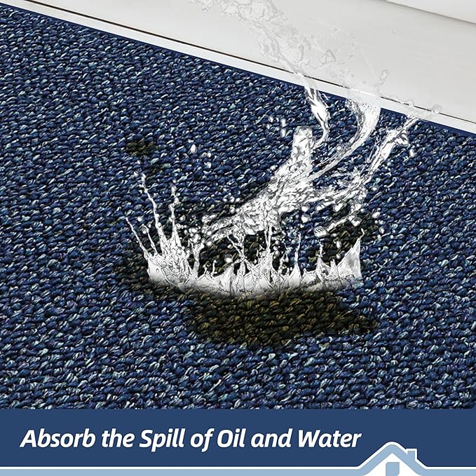 BEQHAUSE Kitchen Rugs 24"x36", Non-Slip Kitchen Mats for Floor, Super Absorbent and Stain Resistant Kitchen Rugs, Machine Washable Rugs for Kitchen, Hallway, Laundry & Sink, Blue