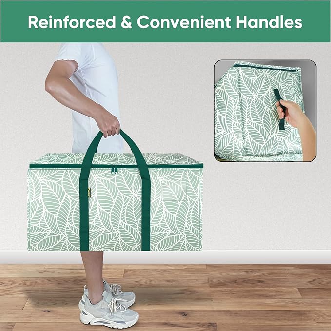 BALEINE 4-Pack Oversized Moving Bags with Reinforced Handles, Heavy-Duty Storage Tote for Clothes, Moving Supplies (Antique Folidage, 4-Pack)