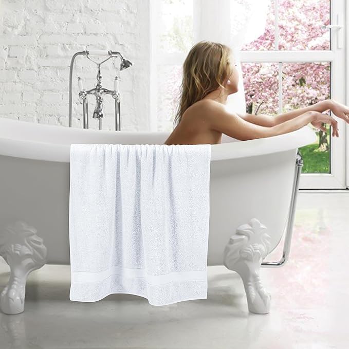 GLAMBURG 700 GSM Premium Cotton 2-Pack Oversized Extra Large Bath Sheet Set - 100% Combed Cotton - 2 Bath Sheets 35x70 - Luxury Hotel & Spa Quality - Durable Ultra Soft Highly Absorbent - White