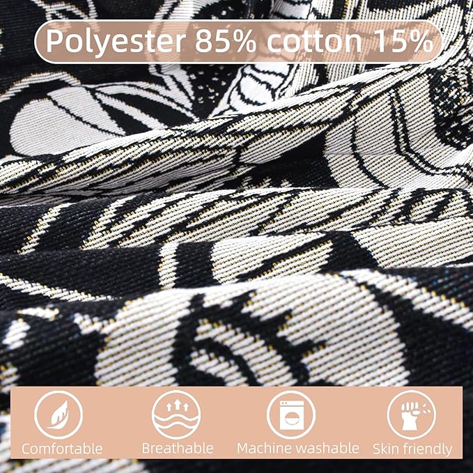 Boho Throw Blanket Reversible Cotton Bohemian Tapestry Hippie Room Decor Double Sided (Month Moth Black 50"x60")