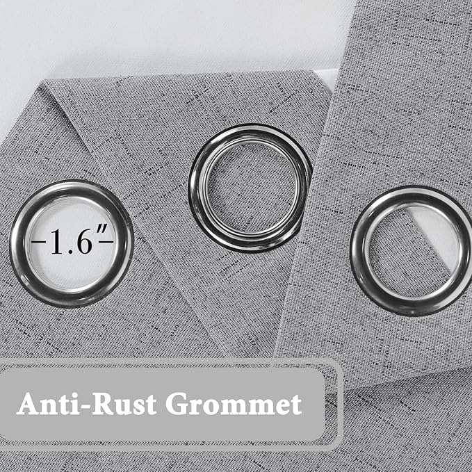 H.VERSAILTEX 100% Blackout Curtain for Bedroom 96 Inches Long Grommet Linen Face Full Light Blocking Curtain Drape for Living Room Thermal Insulated Linen Look Curtain 1 Panel, 52" W x 96" L, Dove