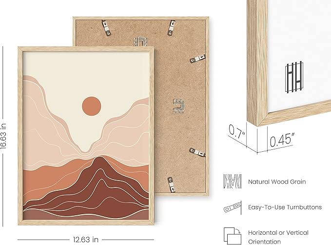 HAUS AND HUES Woman Drawing Line Art Wall Decor (12.00" X 16.00", Beige Framed, Landscape Sun and View)