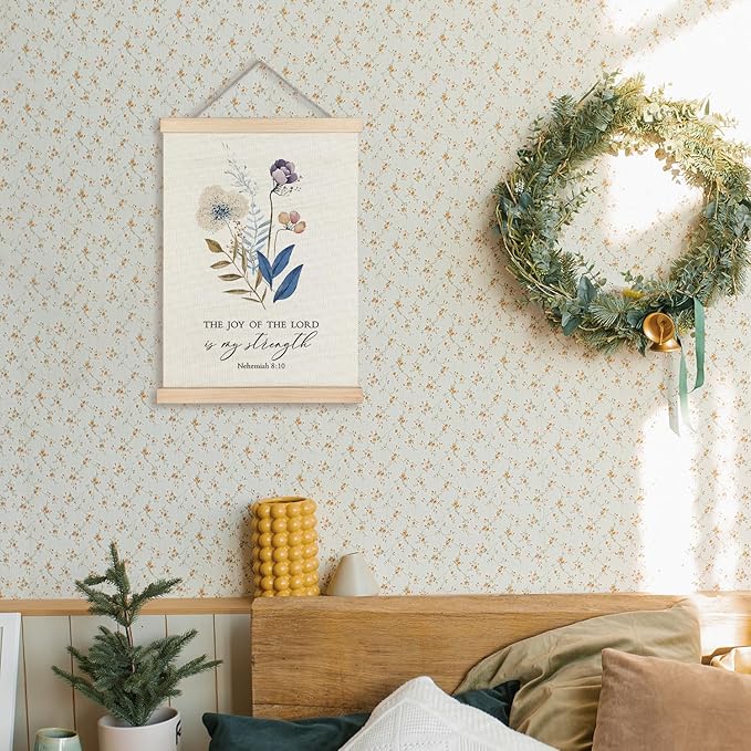 Supwhd Christian Wall Decor, the Joy of the Lord is My Strength Bible Verses Wall Decor, Scripture Wall Art for Bedroom Living Room Office 16x24