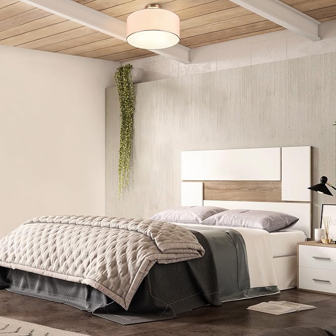 VONLUCE Semi Flush Mount Ceiling Light, 18" Drum Light Fixture with Diffused Shaped, Modern Drum Light Fixture for Bedroom Living Room Entryway Hallway, White Shade & Nickel Finish