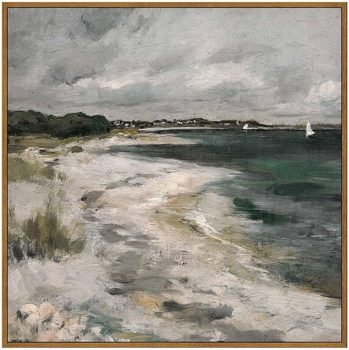 InSimSea Square Framed Canvas Wall Art, Room Decor Scenery Clouds Coastal Seaside Wall Decor, Canvas Oil Paintings Home Wall Artwork, Classical Art Prints for Living Room, Bedroom, Office 20"x20"