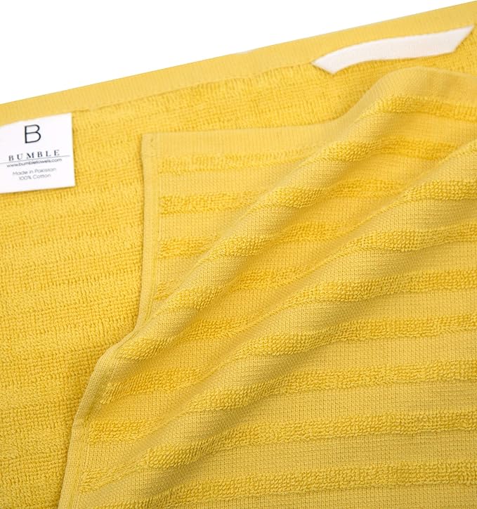 Premium Kitchen Towels (20”x 28”, 6 Pack) – Large Cotton Kitchen Hand Towels – Striped Flat & Terry Towel – Highly Absorbent Tea Towels Set with Hanging Loop – Yellow