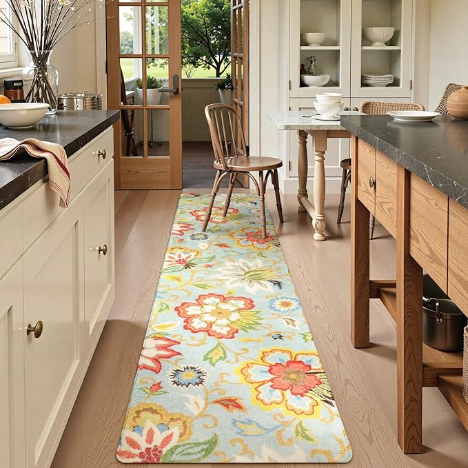 Lahome Floral Extra Long Runner Rugs for Hallways - Runner Rug 2x10 Non-Slip Washable Kitchen Floor Runner Throw Lightweight Indoor Rug, Paisley Print Carpet Runner for Bedroom Foyer Entryway Bathroom