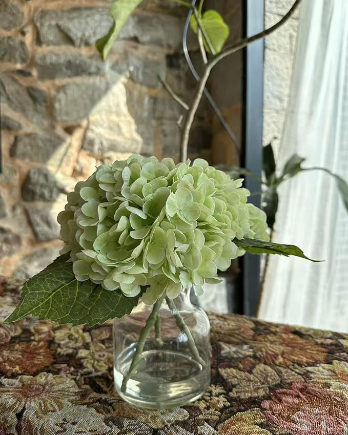 Real Touch Artificial Flowers Hydrangea in Vase for Home Decoration,Artificial Hydrangeas Centerpieces for Tables, Lifelike Fake Hydrangea in Vase for Bathroom, Office and Water Bar