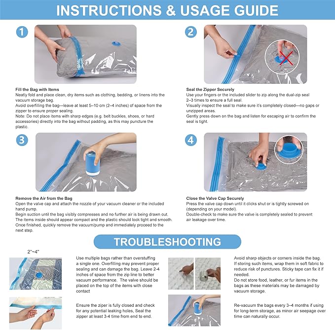 12 Pack Travel Vacuum Storage Bags with Portable Electric Pump, Vacuum Seal Space Saver Bags for Clothing, Vacuum Travel Bags for Luggage