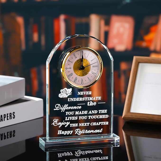 Qianwei Retirement Gifts - Crystal Clock, Going Away & Farewell Gifts for Women, Men, Nurses, Teachers & Friends