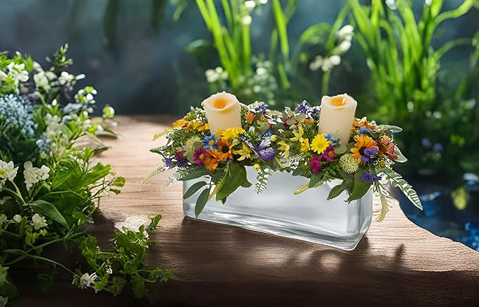 Spring Summer Candle Rings,Floral Candle Rings Wreaths 6 Inch,Daisy and Sunflowers,Mixed Flowers with 2pcs Plastic Candles,Perfect for Spring Decor,Centerpieces for Tables,Indoor Outdoor Home Decor