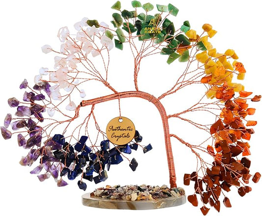 7 Chakra Crystal Tree of Life for Positive Energy – Healing Gemstone Tree for Home Decor, Office Desk, Money, Luck, Handmade Bonsai Trees, Birthday Gift for Women, Mom, Sister, Housewarming