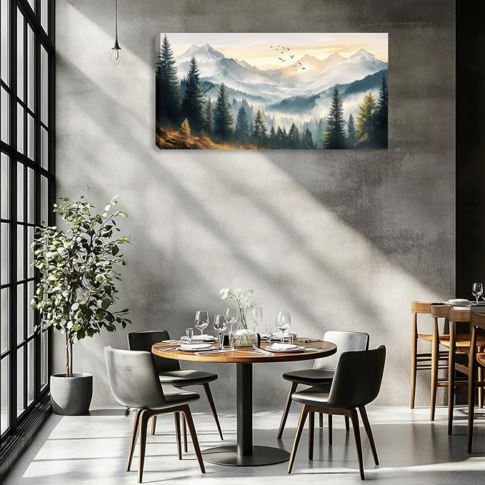 Large Abstract Landscape Wall Art Tree Mountain Art Prints Canvas Wall Decor Poster Pictures Framed Artwork Decor for Living Room for Bedroom Home Office Decorations 60L x 30W