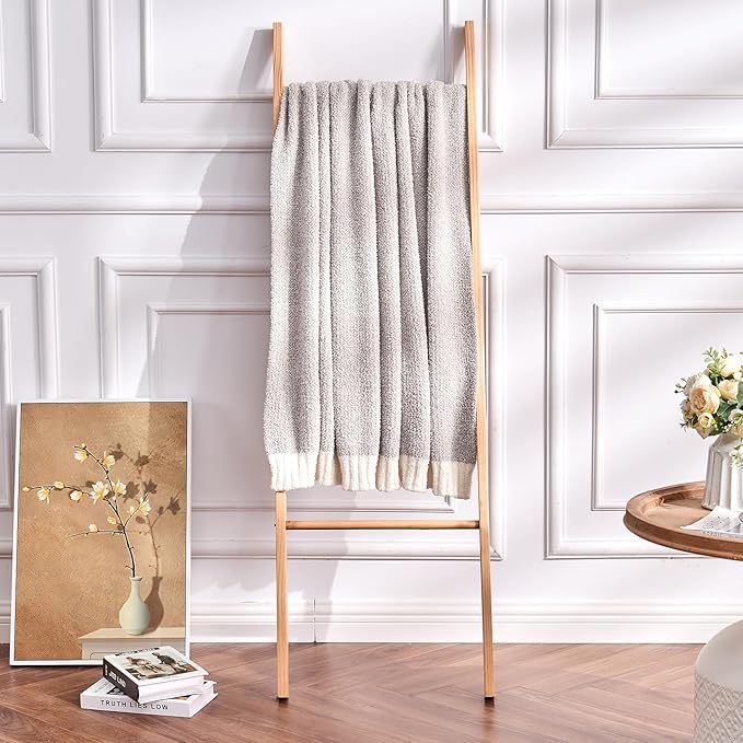 CozeCube Melange Blanket, Ultra Soft Grey and White Throw Blanket, Warm Cozy Knit Fuzzy Plush Reversible Throw for Couch Bed Sofa, 60"X80"