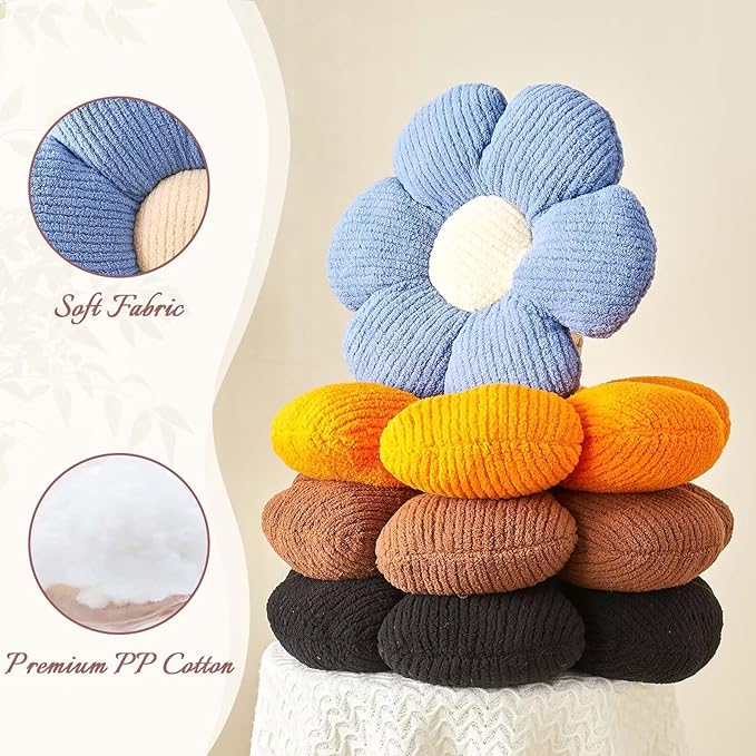 Flower Throw Pillow, Soft Blue 19.6" Shaped Floor Pillow for Home Decor, Cute Aesthetic Plush Decorative Pillows for Bed, Sofa, Couch