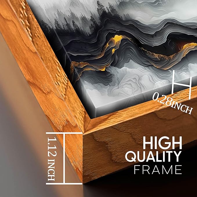 Ouzzlie Black and White Wall Art Forest Wall Decor Abstract Artwork Mountain Canvas Pictures for Living Room Bedroom 24" x 48"