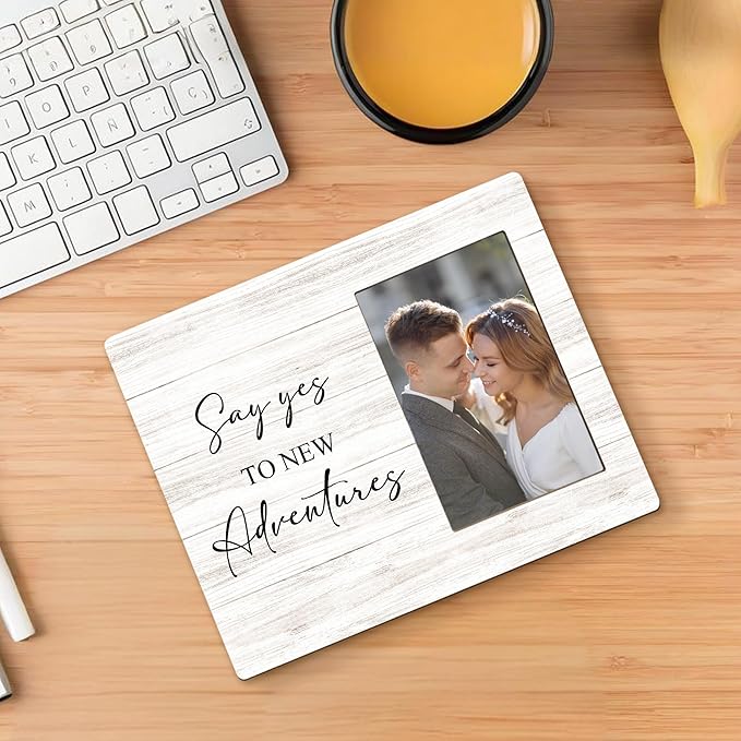 Wedding Picture Frames - Engagement Photo Frame, Wedding Engagement Gifts for Newlyweds Couple Bride Groom Husband Wife, Say Yes to New Adventures Picture Photo Frames for Home Decor, 4x6