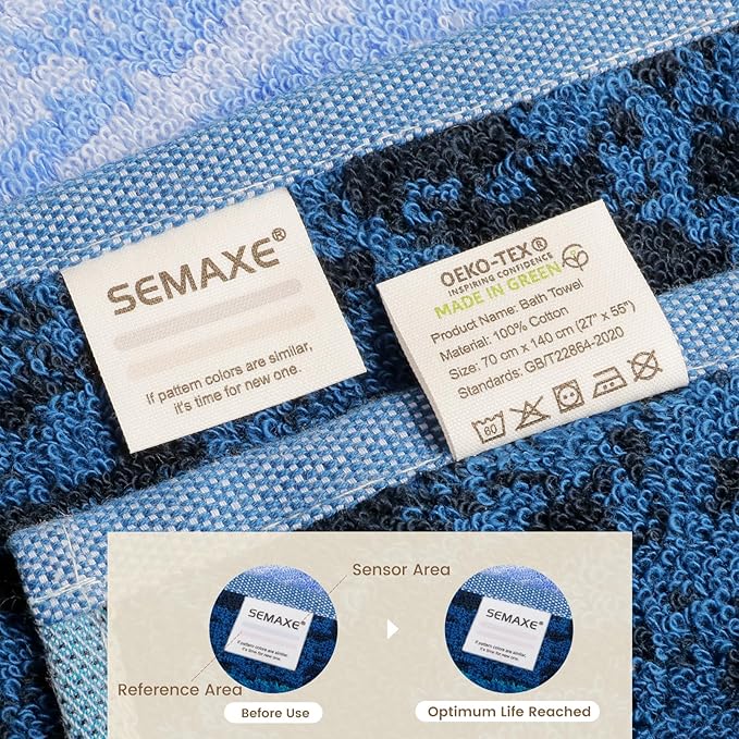 SEMAXE 4-Pack Luxury Bath Towels for Bathroom, 100% Cotton, Soft, Absorbent, and Quick-Drying, 55"x27", Starry Night, Perfect for Hotels, Gyms, and Spas