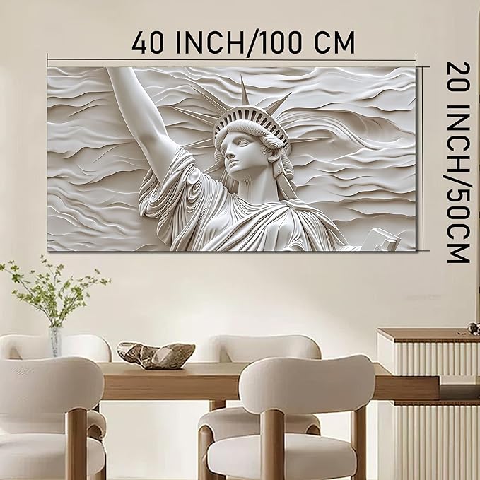 Trogonup White Statue of Liberty Canvas Wall Art for Living Room Large Modern Canvas Prints Picture Artwork for Bedroom Home Office 20"x40"