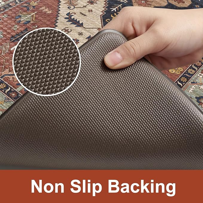 KIMODE Anti Fatigue Mats for Kitchen Floor 24"x71", Red Farmhouse Kitchen Runner Rugs, Cushioned Kitchen Floor Mats Non Skid, Boho Memory Foam Kitchen Mats for Laundry Office Sink Desk