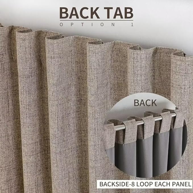 Joydeco Natural Linen Curtains 84 inch Length 2 Panels Set Burg 100% Blackout Patio Door Curtain Room Darkening Sliding Door Curtains Thermal Insulated Back tab Rod Pocket(105x84 inch, Linen)