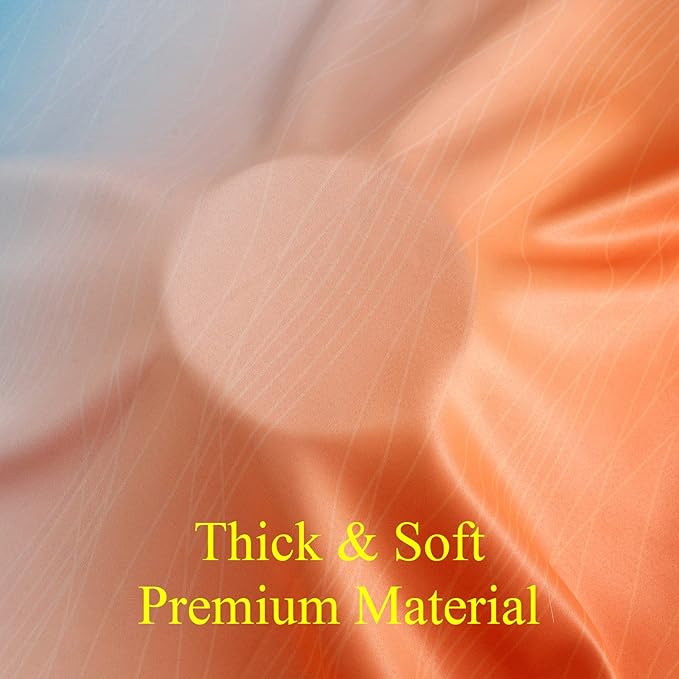 Ombre Orange and Blue Curtains 63 Inch Length 2 panels, Total Blackout Curtains for Bedroom, Grommet Thermal Insulated Gradient Drapes, Full Light Blocking Curtains for Boys Room, 42x63 Inch