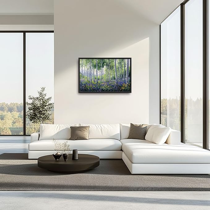 Birch Large Wall Art for Living Room Framed, Forest Wall Decor Pictures, Nature Scenery Canvas Print Painting, Aesthetic Artwork Bedroom Office Home Decor 36"x24"