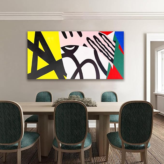 Tsomzxng Canvas Art Wall Decor Colorful Abstract Wall Art For Living Room Modern Canvas Prints Pictures Black And White Wall Art For Bedroom Hotel Home Wall Decor 24x48 Inch