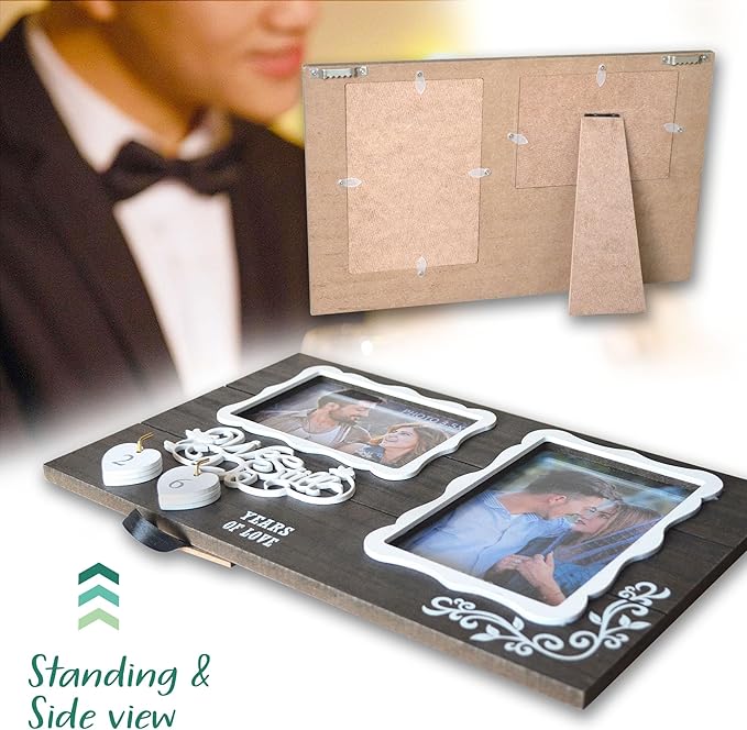 We Still Do Double Picture Frame Holds 4X6 Inches and 3.5X5 Inches,1-99 Years of Love Anniversary Wedding Marriage Blessing Gifts for Couples