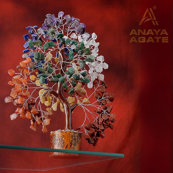 7 Chakra Healing Crystal Tree, Gift for Women and Mom, Handmade Crystal Tree of Life for Good Luck Gifts, Positive Energy, Money Bonsai, Reiki, Home and Office, Living Room Desk Decor