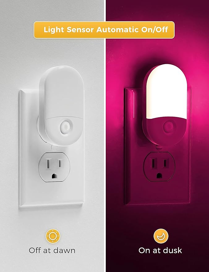 LOHAS Night Light for Kids [2 Pack], 8-Color Changing Night Lights Plug into Wall, RGB LED Nightlights, Nightlight with Light Sensor, Cute Night Light for Bathroom Decor, Children Room, Kids Gift