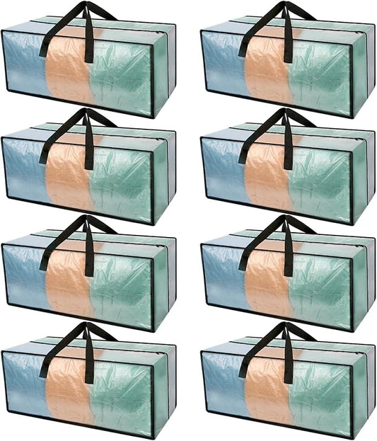 8 Pack Heavy Duty CLear Moving Bags, Large CLear Storage Bags for College Dorm Room Essentials, Alternative to Moving Boxes, Compatible with IKEA Frakta Cart