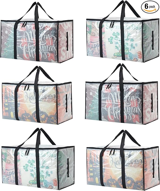 Heavy Duty 93L (24.5 Gallon) Stackable Storage Bins with Fully Openable Lids, Moving Bags Heavy Duty, Clear Plastic Totes for Moving Storage, Home Organization, Closet, Dorm Room. 6 pack