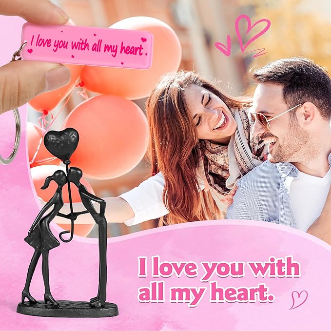 Kissing Couple Small Statue Cast Iron Sculpture Decor, Wedding Anniversary Romantic Gifts for Couple Women Men Wife Husband Girlfriend Boyfriend Birthday Gifts