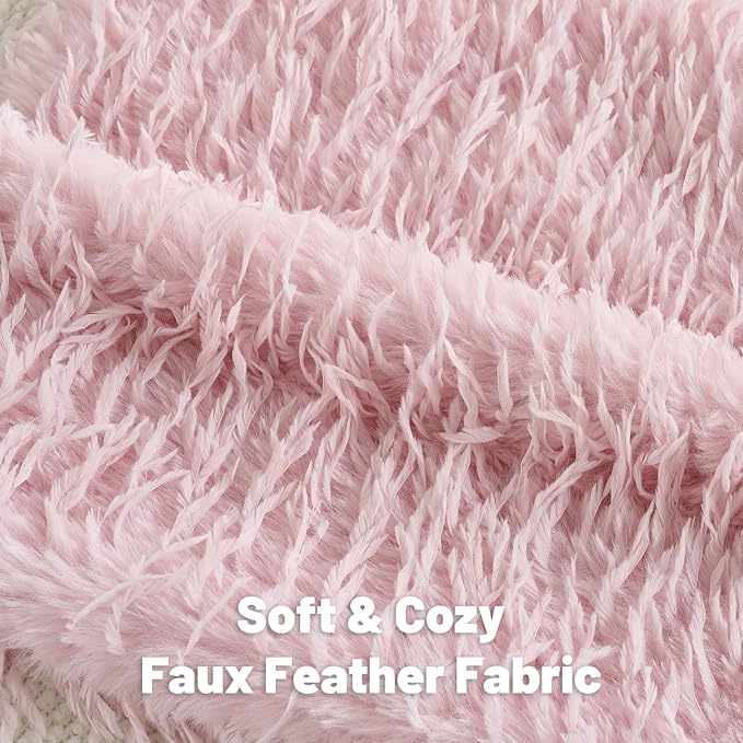 FUTEI Pink Decorative Throw Pillow Covers 18x18 Inch Set of 2,Soft Fluffy Faux Feather Texture Cushion Cases,Modern Home Luxury Decor for Couch Bed Living Room
