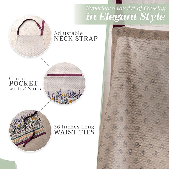 Maison d' Hermine 100% Cotton Apron for women with Pocket Kitchen Chef Apron for Men Cooking Gardening Server Waitress