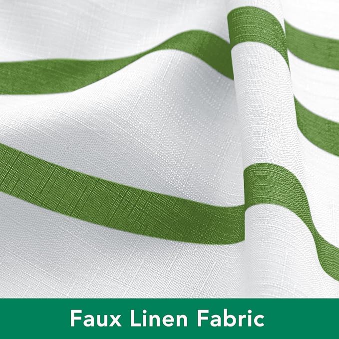 Biscaynebay Extra Long Textured Fabric Shower Curtain 72 W x 84 L, Sage Printed Striped Linen Modern Hotel Luxury Quality Cloth Bathroom Curtains Machine Washable