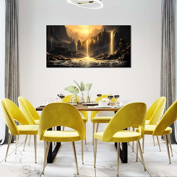 Waterfall Pictures Wall Decor for Living Room Mountain Canvas Wall Art for Office Modern Wall Art for Dining Room Size 24" x 48"