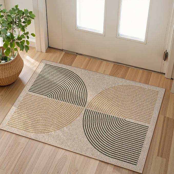 Lahome Rainbow 20"x32" Door Mat Indoor Entrance, Small Indoor Outdoor Door Easy Jute Rug, Farmhouse Neutral Non Slip Non Shedding Washable Kitchen Mats for Floor Entryway