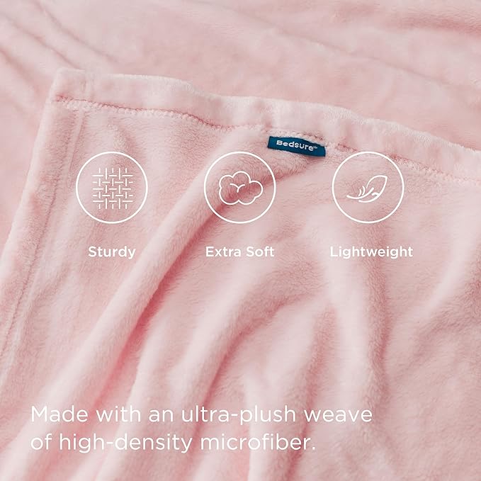 Bedsure GentleSoft Fleece Blanket Twin Size Pink - 300GSM Lightweight Plush Fuzzy Cozy Soft Blanket for Bed, Sofa, Couch, Travel, Camping, 60x80 inches
