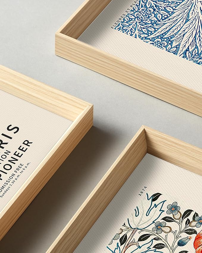 UPWOIGH Framed Wall Art, William Morris Wood Canvas Wall Art,16x12in Cotton Pattern Vintage Poster Wall Decor Aesthetic for Living Room Bedroom, Morris Art-framed-41, 16x12in