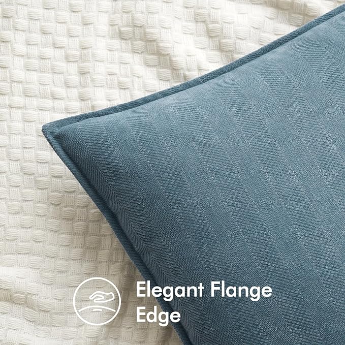 MIULEE Pack of 2 Dusty Blue Decorative Pillow Covers 24x24 Inch Soft Chenille Luxurious Couch Throw Pillows Farmhouse Cushion Covers Euro Shams with Elegant Design for Sofa Bed Living Room Home Decor