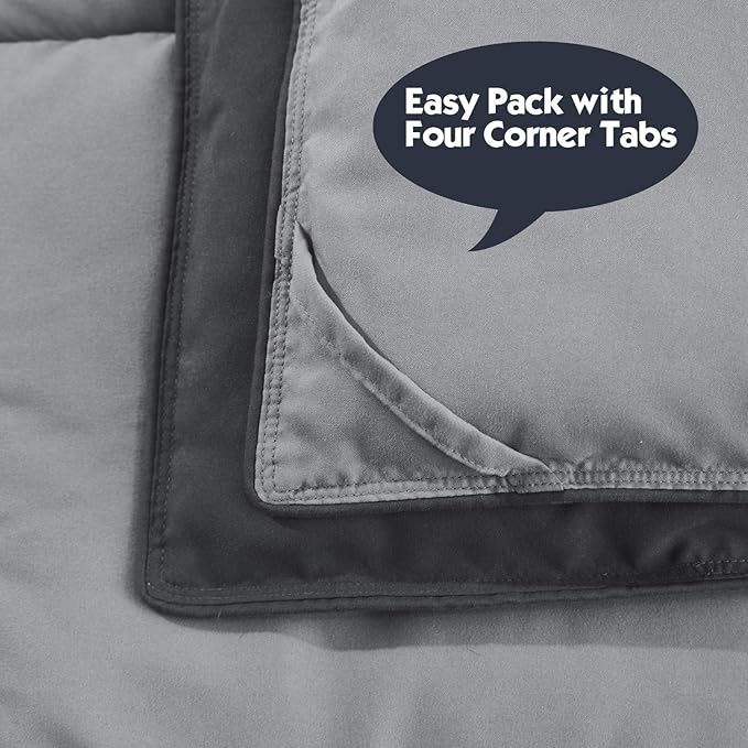 HIG 3pc Gray Full Size Comforter Set - All Season Reversible Down Alternative Comforter with Two Shams - Quilted Duvet Insert with Corner Tabs - Box Stitched Blanket - Breathable, Soft, Fluffy