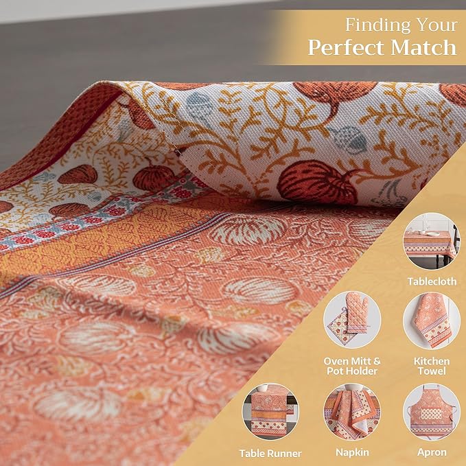 Maison d' Hermine Placemats Set of 4 100% Cotton Washable Cloth Place Mats, Reusable Table Mats for Kitchen Dining Decoration, Party, Wedding, Restaurant (Harvest Festival, 13" x 19")