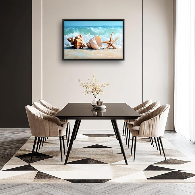 Lovira Beach Large Wall Art Starfish Shell Ocean Coastal Beachy Canvas Wall Decor Pictures Prints Painting Framed Modern Artwork for Living Room Bedroom Bathroom Office 24"x36"