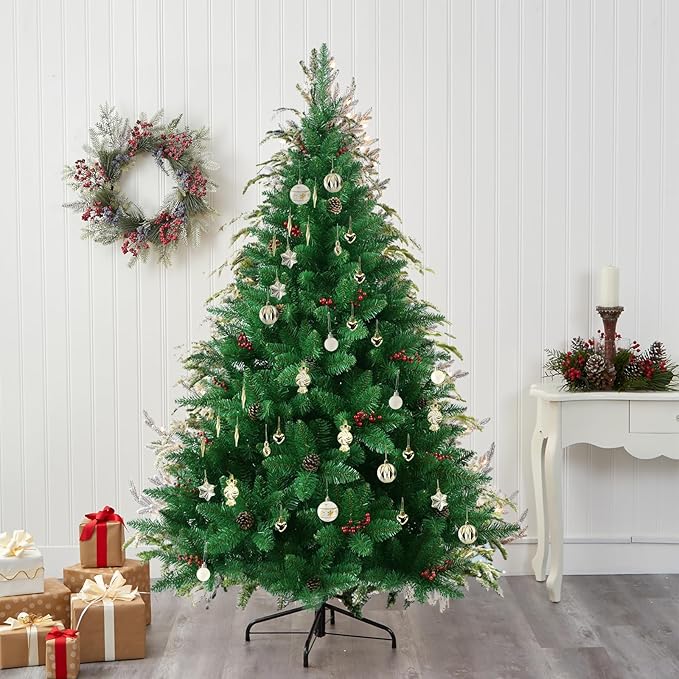 73 Pcs Christmas Ball Ornaments, Gold White Plastic Hanging Ornaments for Christmas Tree, Wreaths & Outdoor Displays