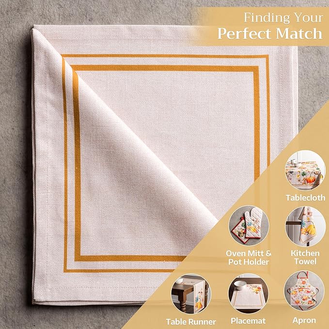 Maison d' Hermine Cloth Napkins Set of 4 100% Cotton Everyday Reusable Square Napkins Cloth Washable, Dinner, Party, Wedding, Restaurant (Potiron, 20" x 20")