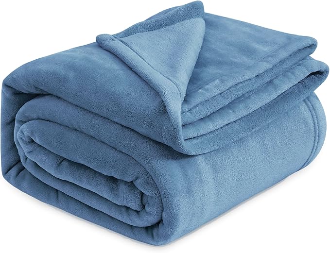 Bedsure GentleSoft Fleece Blankets King Size Washed Blue - Bed Blanket Soft Lightweight Plush Cozy Fuzzy Luxury Microfiber, 108x90 inches