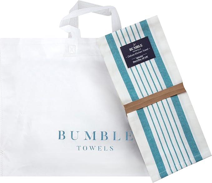 Premium Kitchen Towels (20”x 28”, 6 Pack) – Large Cotton Kitchen Hand Towels – Flat & Terry Towel – Highly Absorbent Tea Towels Set with Hanging Loop (Aqua)